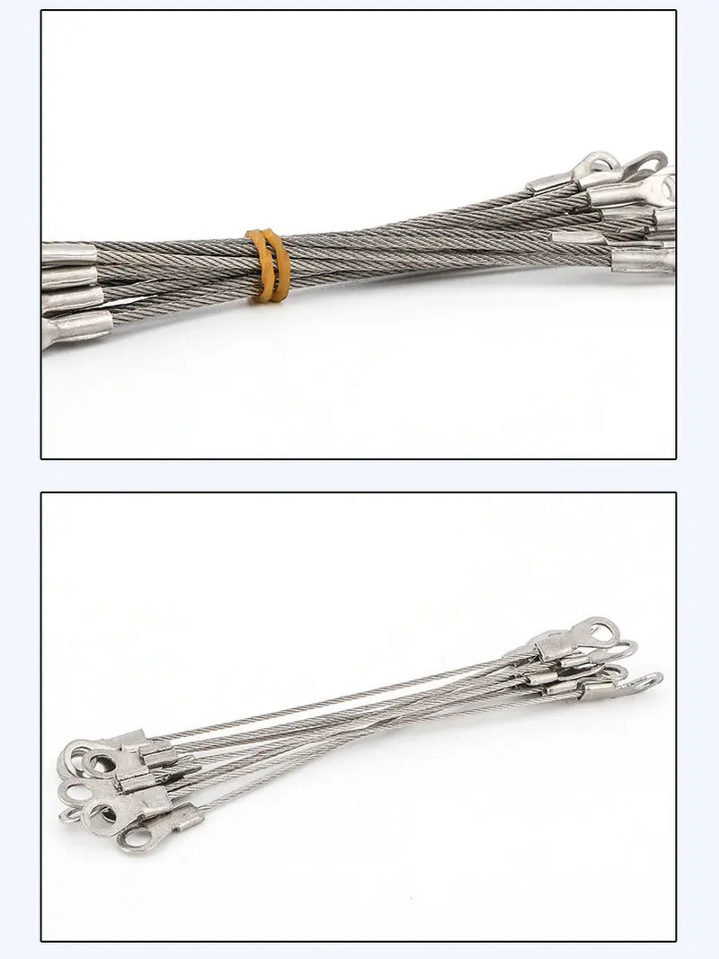 Hq Aangepaste Roestvrij Staaldraad Kabel Sling Met Ronde Druk Ritssluiting Fish Eye Terminals
