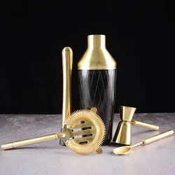 Cocktail Shaker Bar Set with Accessories - Martini Kit with Measuring Jigger and Mixing Spoon,Strainer, Muddler