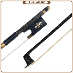 Professional 4/4 Violin/Fiddle Bow Golden Silk Braided Carbon Fiber  White Horsehair Ebony Frog W/ Fleur-de-lis Inlay Durable