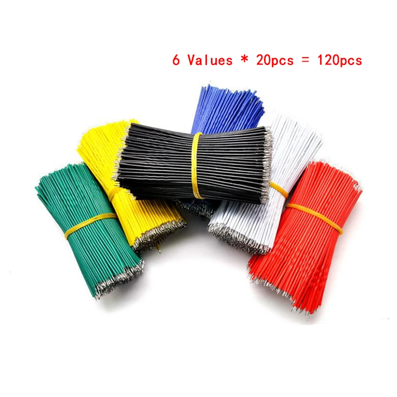 120 stks/set 24AWG Vertinde Broodplank PCB Soldeer Kabel 24AWG 8 cm Fly Jumper Draad Tin Dirigent Draden 1007-24AWG Connector Draad