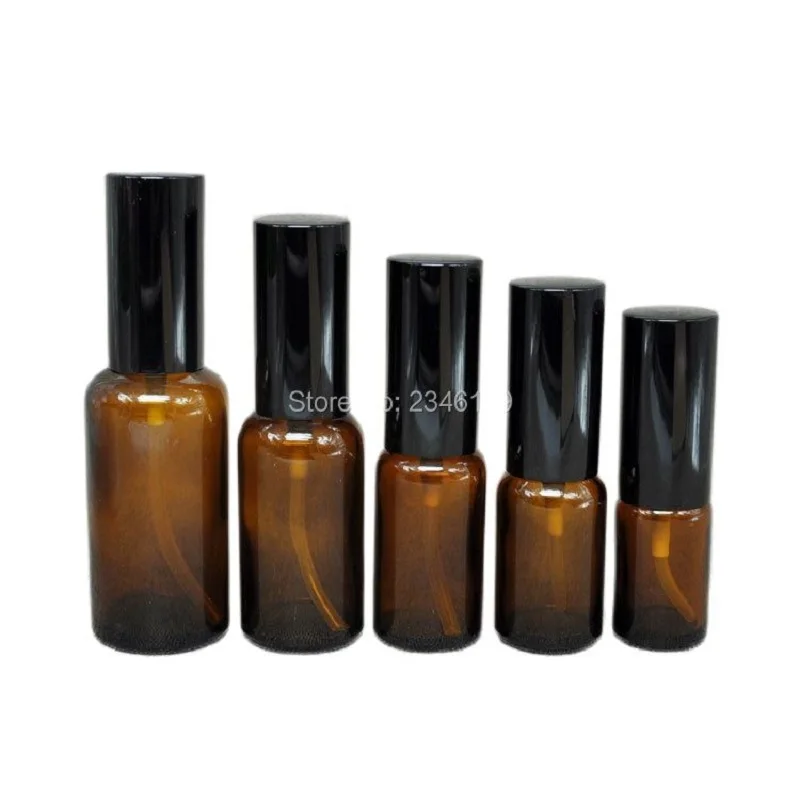 10ml 15ml 20ml 30ml 50ml 20 pces garrafa de vidro âmbar spray loção bomba garrafas pequeno recipiente cosmético vazio embalagens recarregáveis