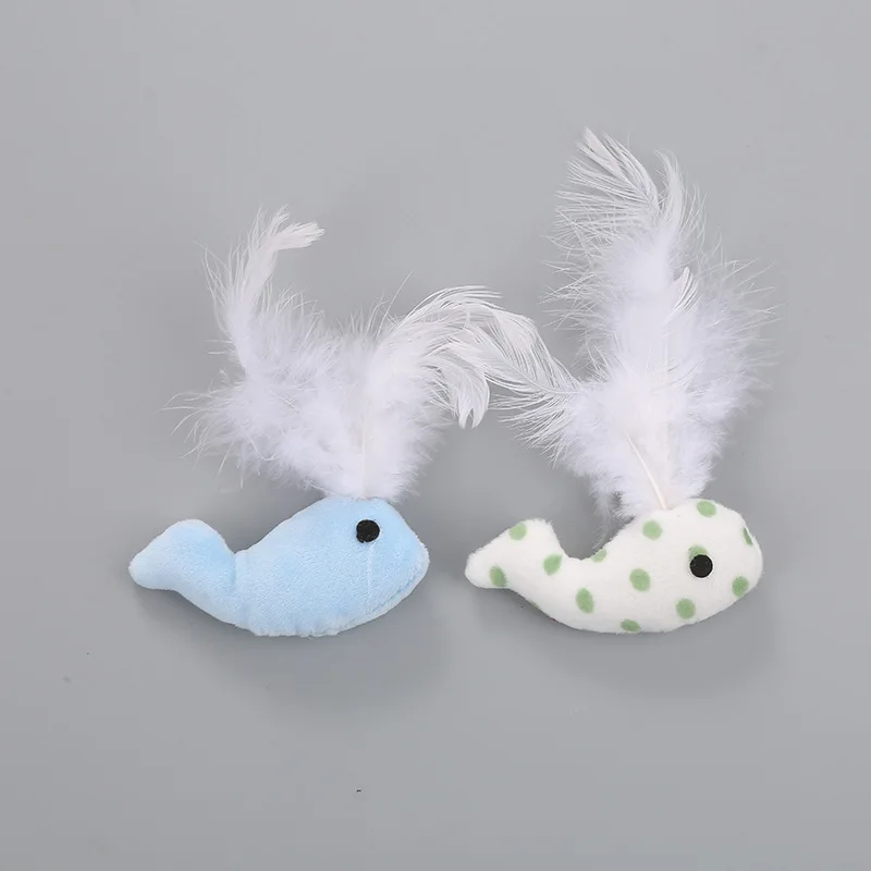 1pcs Super Soft Whale Feather Plush Pet Toy Cats Whale Feather Toys Funny Interactive Cats Chewing Toys Whale Shape Pet Supplies