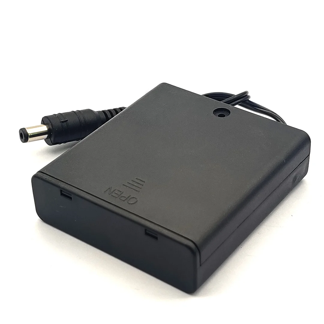 4xAA 6V коробка для батарей с переключателем с головкой постоянного тока 2,1x5,5 AA держатель батареи 4 * AA коробка для батарей с крышкой 6V