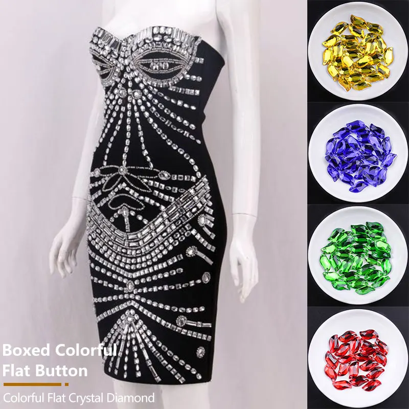 Glitter crystal sewn on rhinestones with claws Diy colorful clothes stones S shape glass rhinestones clothing accessories