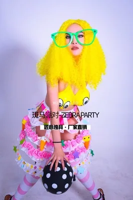 Bar party birthday gogo female pink cute cake skirt show costumes nightclub bar Nightclub dress