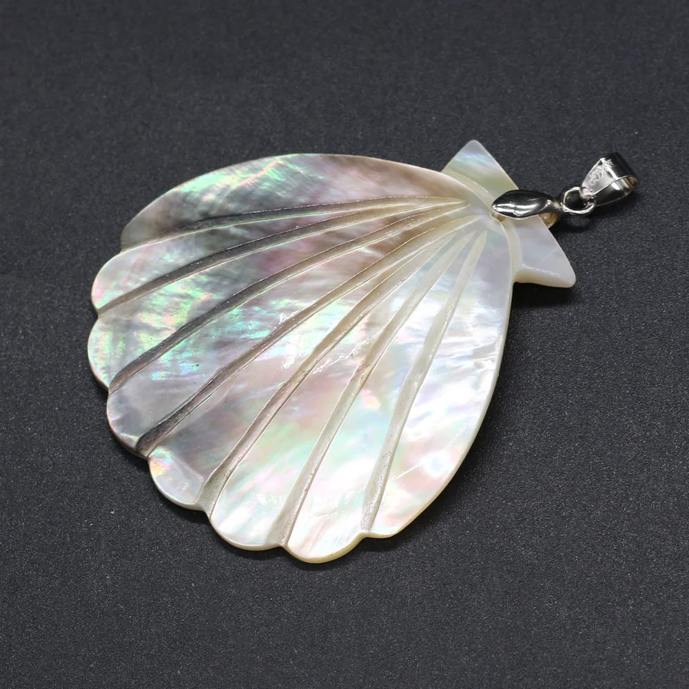 Natural Mother-of-pearl Art Pendants Scallop Shape Shell for Trendy Jewelry Making DIY Necklace Earrings Crafts