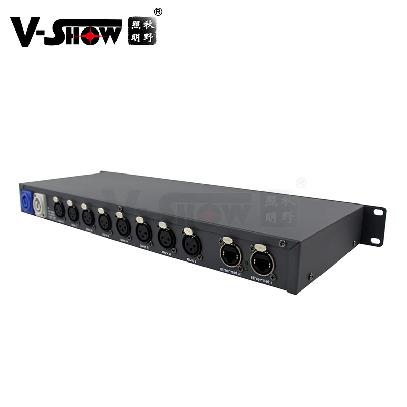 V-show 1pc Artnet Dmx Converter And DMX Amplifier With RDM sACN 8 Port Artnet Lighting Controller output 8x512 4096 Channels