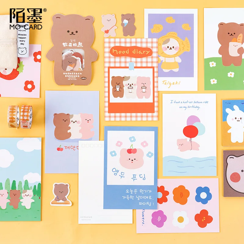 30 Sheets/Set Kawaii Coco Bear and  Rabbit Animal Postcard/Greeting Card/Message Card/Birthday Letter Envelope Gift Card
