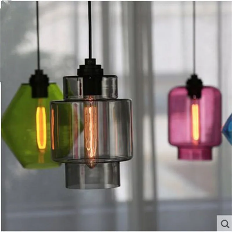 

Nordic Creative Stained Colorful Glass Pendant Light Clothes Shop Hotel Bedroom Dining Room Hot Pot Store Decr Light Fixtures