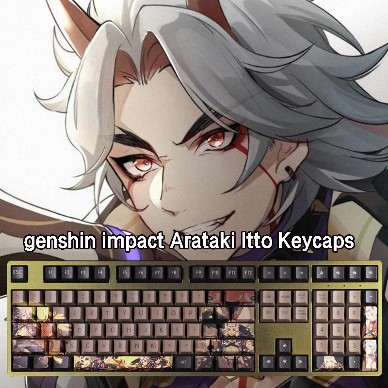 

Genshin Impact Cosplay Keycaps Arataki Itto Keyboard Decoration 108 Keycap Cool Fans Otaku Game Player Anime Accessories Gift