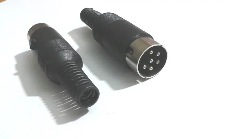 200pcs 6 Pin DIN male Plug Cable Connector with Plastic Handle New