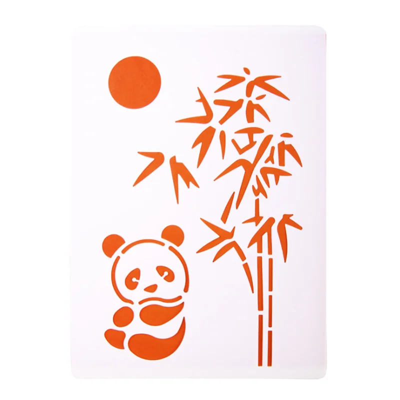 1pc Panda Bamboo Flower Stencil DIY Walls Layering Painting Template Decoration Scrapbooking Embossing  Supplies