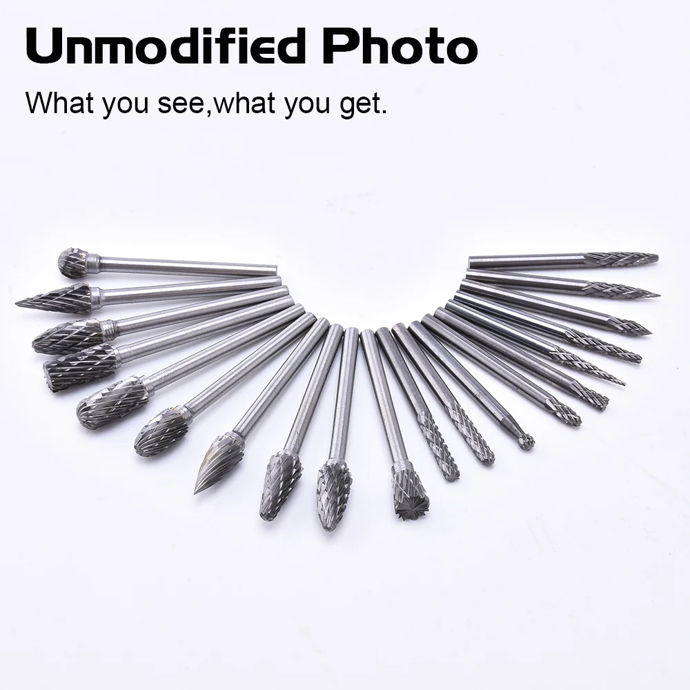 20pcs Tungsten Carbide Rotary Point Burr Die Grinder Shank Set 3*3mm And 3*6mm Drill Bits Set Length For Power Tools D25