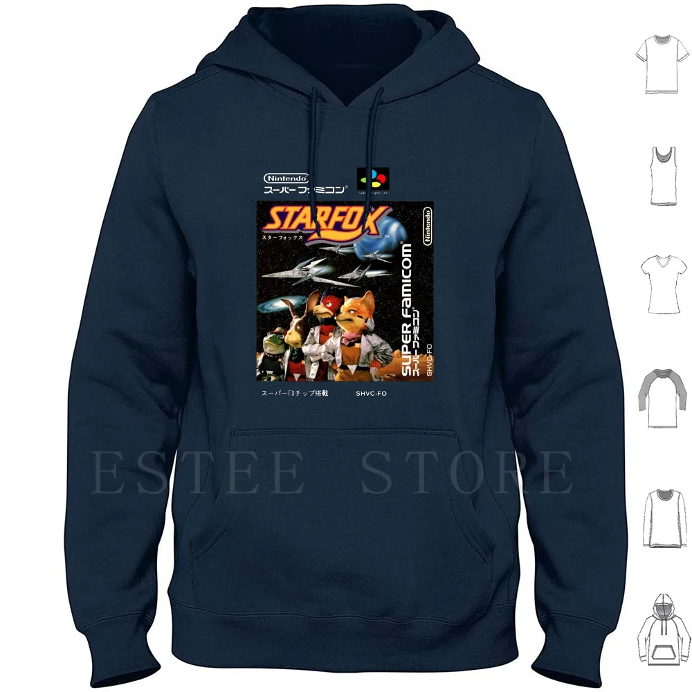 Starfox Funda japonesa Sudadera con capucha Manga larga Snes Super Starfox Startfox Japonés Snes Videojuegos japoneses Retro