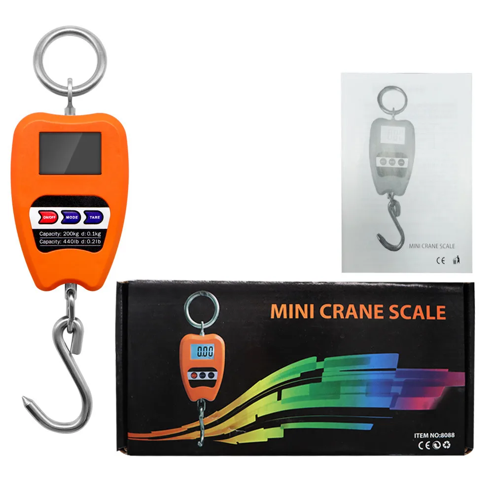 200kg Digital Hook Scales Mini Crane Scale Industrial Hanging Scale 200kg/441lb Heavy Duty Weighing Scale Stainless Steel 40%