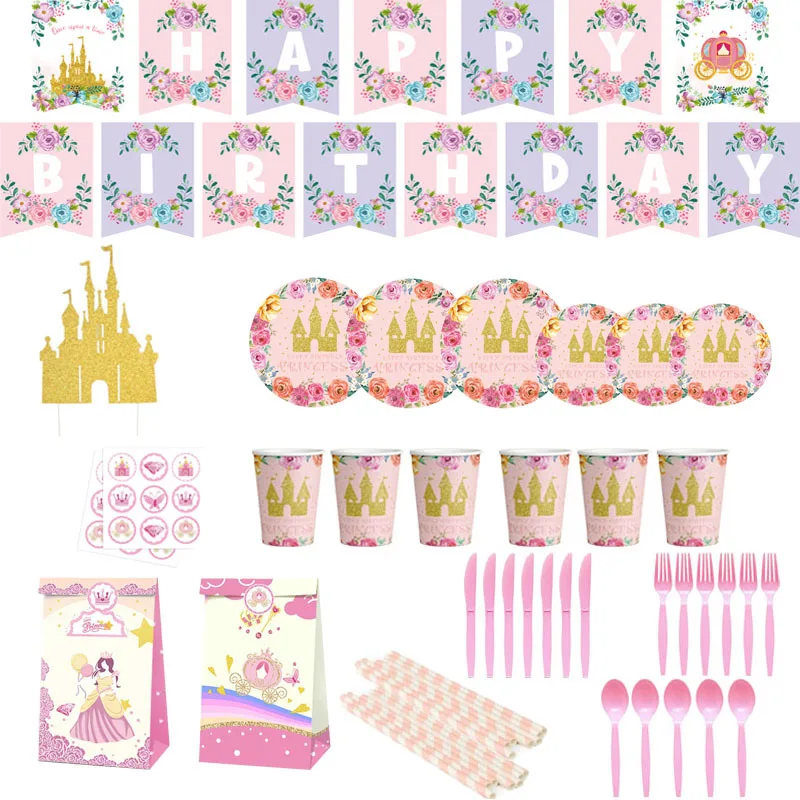 Princess Castle Paper Tray Paper Towel Set Birthday Party Balloon Decoration Carnival Decoration Wedding Anniversary 339