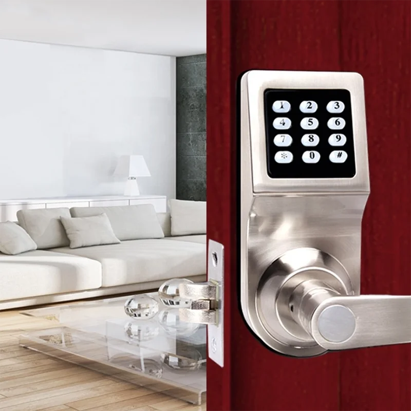 Home Electric Door Lock RFID Digital Lock Gate Opener Mechanical Code lock Handle AA Battery  Driven Lock Handle Lock Key entry