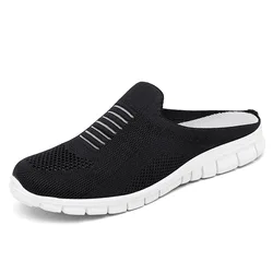 Ciabatte da donna con punta tonda leggera appartamenti pantofole da casa morbide scivoli femminili scarpe estive nere scarpe pigre in Mesh traspirante Casual