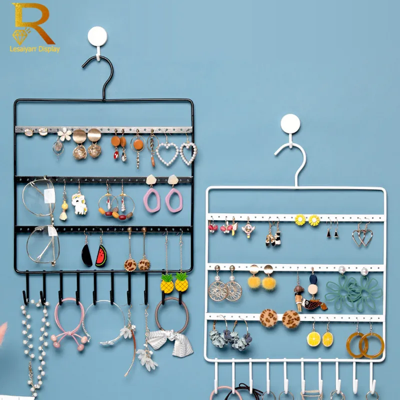 Wall Hook Earrings Hanging Holder Bracelet Pendant Necklace Chain Jewelry Storage Organizer Rack Hairpin Ear Studs Display Stand