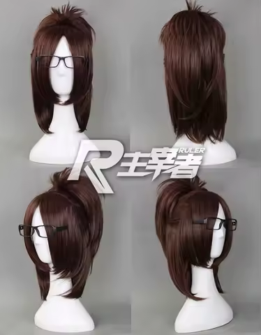 Anime Hange Zoe Hanji Cosplay Wigs Brown Short Clip Ponytail Heat Resistant Synthetic Hair Cosplay Wig + Wig Cap