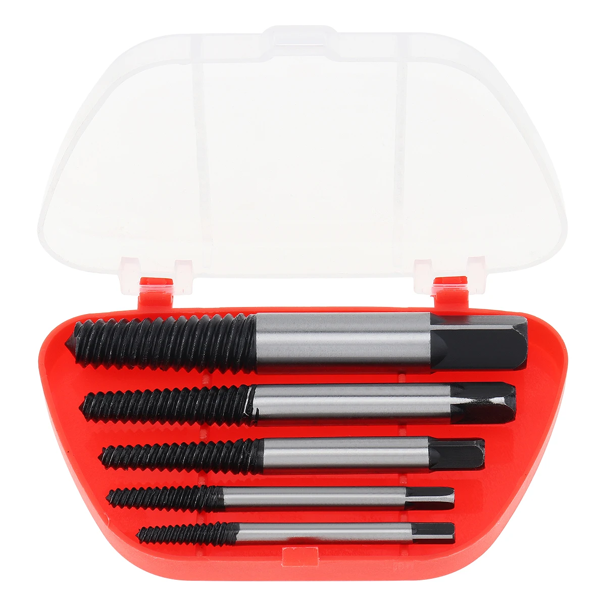 5pcs/lot High Carbon Steel Damaged Screw Extractor Easy Out Set Drill Bits Broken Bolt Stud Remover Tools with Plastic Box