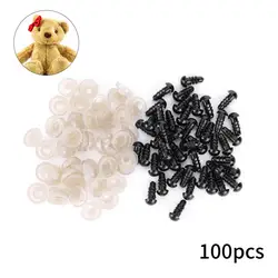 100pcs DIY Plastic Safety Eyes & Washers Dolls Toys Accessories Animal Making Craft Eyes 6mm/8mm/9mm/10mm/12mm