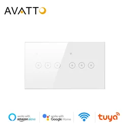 AVATTO Smart Light Touch Switch ,EU Standard 1/2/3/4/5/6 Gang WiFi Wall Switch,Tuya Voice Control Work with Alexa, Google Home