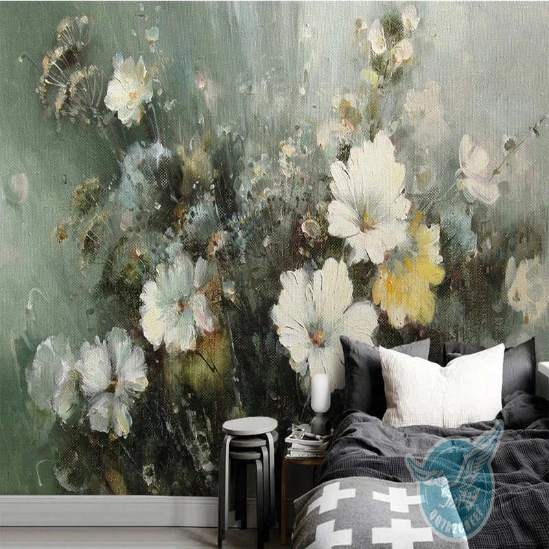 

Custom 3D Photo European Oil Painting Style Floral Flower Non-woven Mural Living Room Kitchen Bedroom Background Wall Decoration