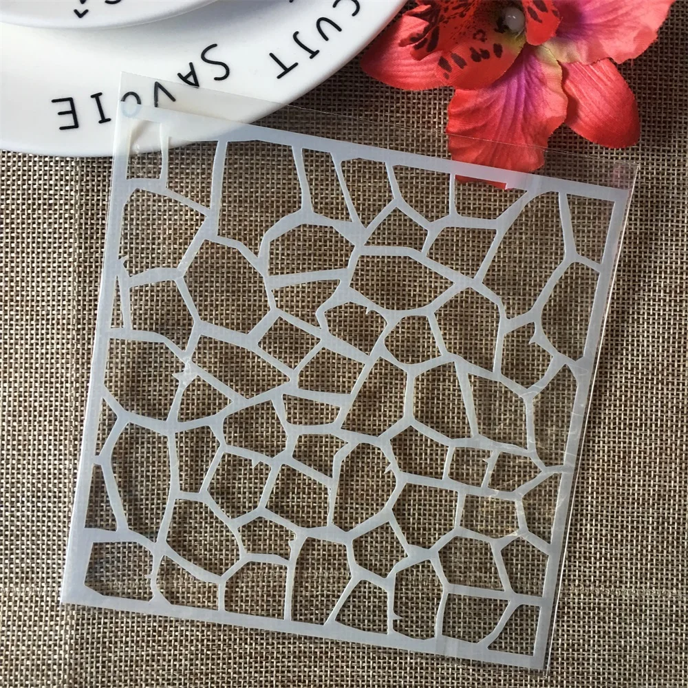 9Pcs/Set 5" Block Board Grid Texture DIY Layering Stencils Painting Scrapbook Coloring Embossing Album Decorative Card Template