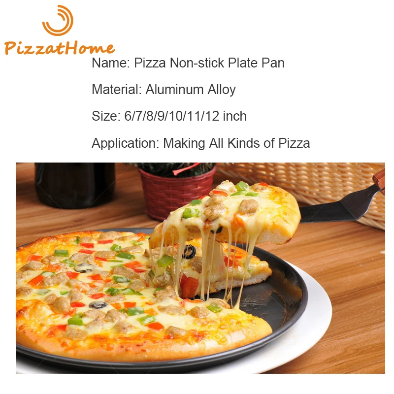 PizzAtHome 6 to 12 inches Pizza Pan Aluminium Alloy Non-stick Plate Pan Deep Dish Bakeware Round Pizza Tray Mould Baking Tool