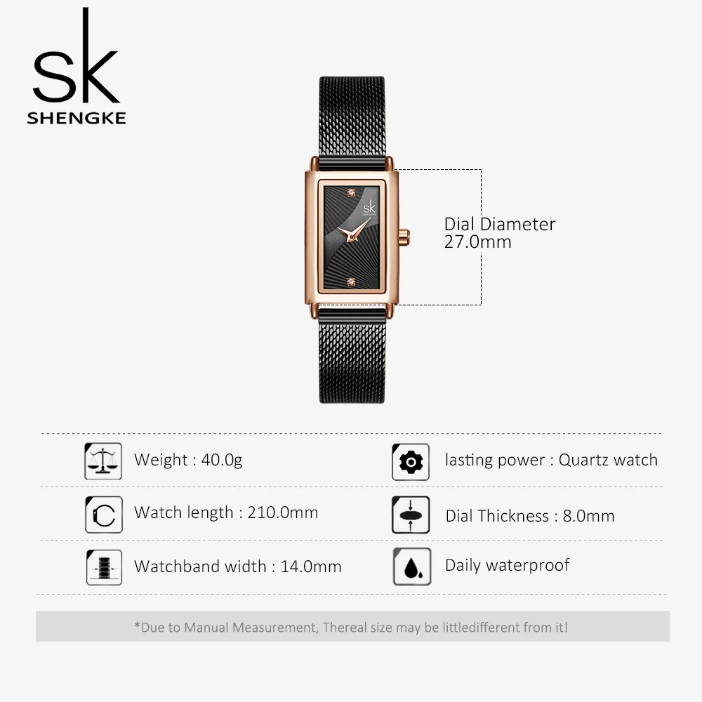 Shengke – montre de styliste genève pour femmes, marque de luxe, Rectangle, Quartz, or, cadeaux de luxe