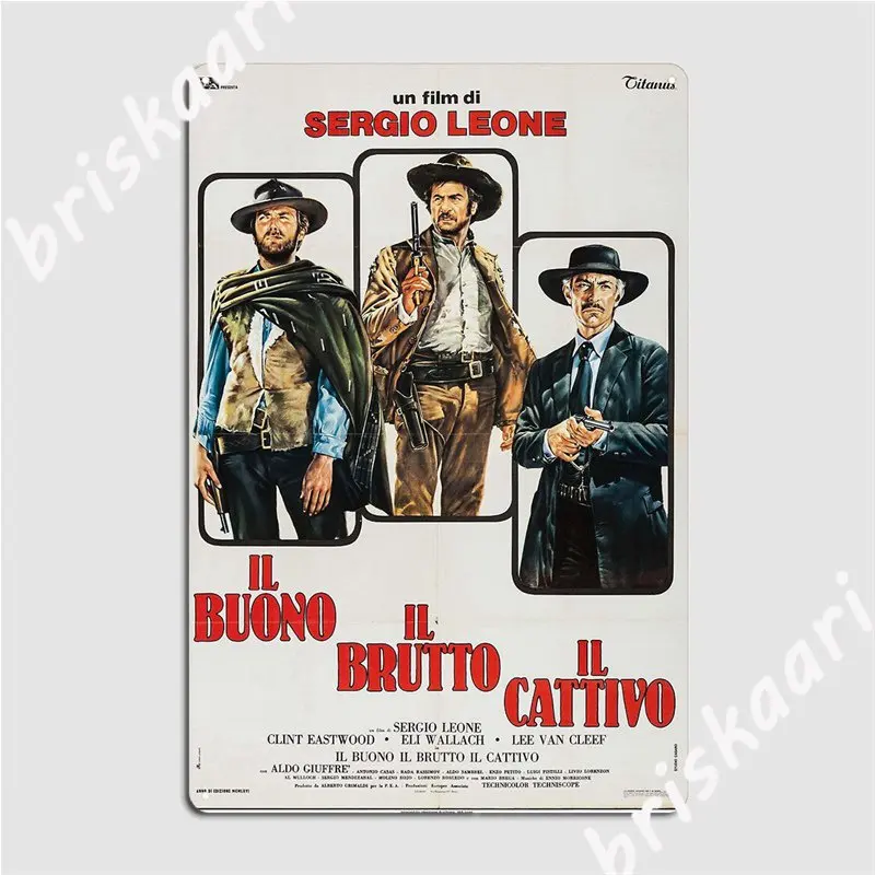 The Good, The Bad And The Ugly Italian Movie Poster Metal Signs Wall Decor Retro Wall Mural Party Tin sign Posters