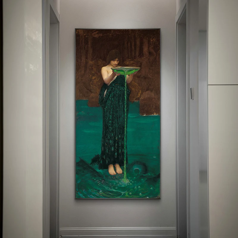 Citon William Waterhouse《Circe Invidiosa》Canvas oil painting World Famous Artwork Poster Picture Wall Art Decor Home Decoration