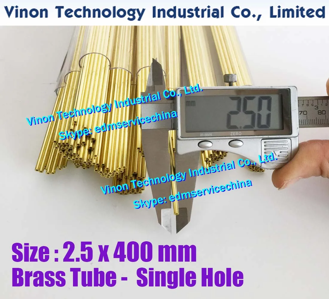 (25PCS/LOT) 2.5x400MM EDM Brass Tube Single Hole, Brass EDM Tubing Electrode Tube Single Channel, Diameter 2.5mm, 400mm Long