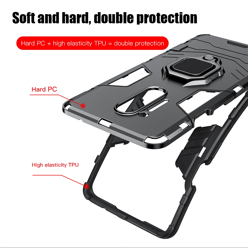 Keysion caso armadura à prova de choque para oneplus 8 pro suporte do carro anel magnético volta telefone capa para oneplus 8 pro 7 pro 6t 7t pro 7t