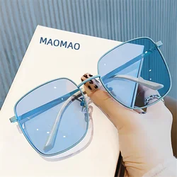 2025 Fashion Alloy Sunglasses for Women Transparent Blue Eyeglasses Trendy Street Photography Frosted Green Square Eye Glasses