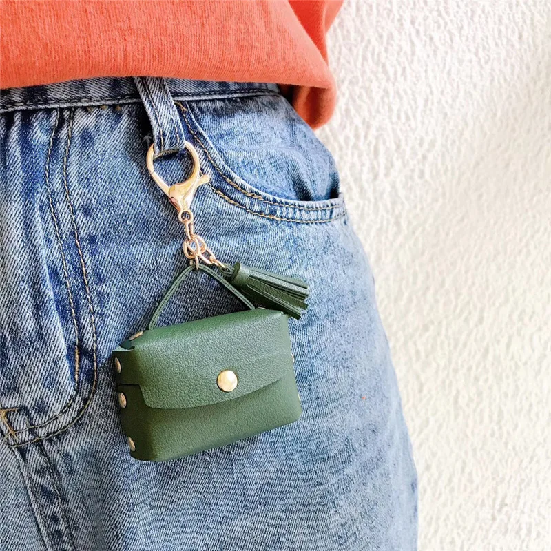 Luxo bolsa de couro para apple airpods pro caso ins borlas capa para apple airpods 3 sacos acessórios fone de ouvido caso pingente # f0