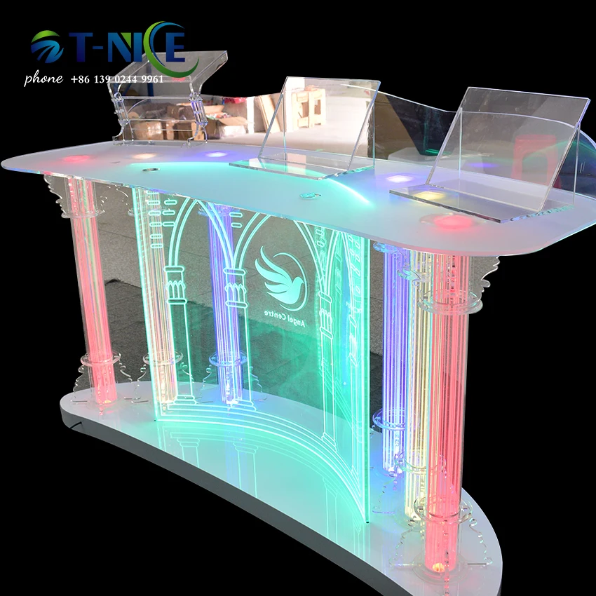 Modern Platform Fashion Podium With Light Custom Logo Home Party Podium Conference Event Dais Commercial Furniture