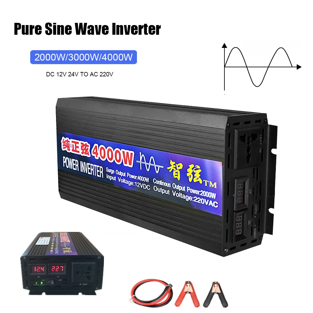 inversor de onda senoidal pura 2000w 3000w 4000 micro carros inversor conversor dc 12v 24v para ac 220v tensao solar inversores conversores 01