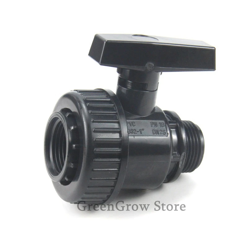 

1pc 1/2"~2" Female-Male Thread UPVC Ball Valve Aquarium Tank PVC Pipe Globe Valve Union Garden Irrigation Water Pipe Connectors