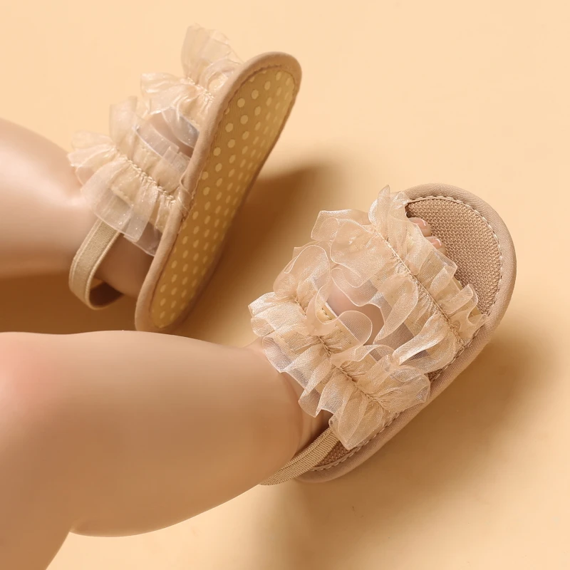 Fashion Young Children New Born Baby  Girl Princess Shoes  Lace Toddler Summer Sandal Non-Slip Shoes First Step Car 0-18M