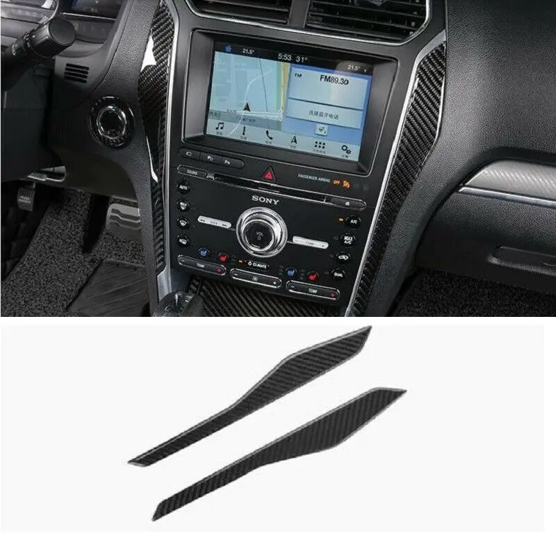 Real Carbon Fiber Front Central Console Cover Trim for Ford Explorer 2013-18