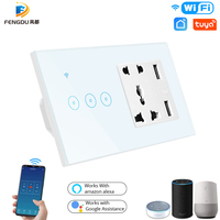 WIFI Smart USB Wall Socket Universal Electrical Plug Outlet 16A Power Touch Switch Wireless Charge Work with Alexa Google Home
