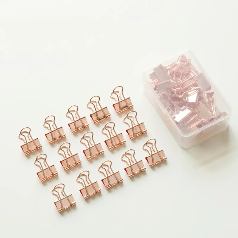 TUTU 18pcs Fashion Rose Gold Color 19mm Binder Clip Hollow Out Binder Clips Photos Tickets Notes Letter Paper Clip H0331