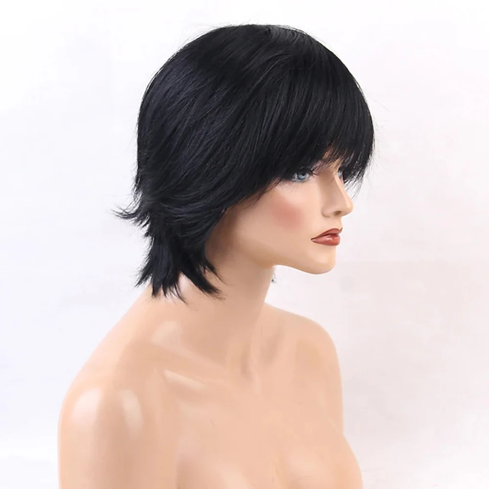 synthetic Wig Straight Bob Short Hairstyles 2020 Natural Black Natural Hairline Capless Women's Wigs