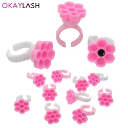 Wholesale DIY Eyelash Extension Fans Blossom Glue Cup Holder Ring Flower Shape Nailart Pigment Tray For Grafting Eye Lashes