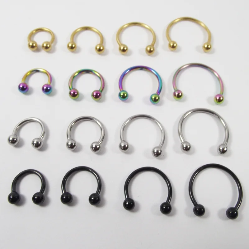 Stainless steel piercing jewelry C-bar horseshoe ring nose ring CBR universal ring eyebrow nail lip nail Rod thickness 16G 1.2mm