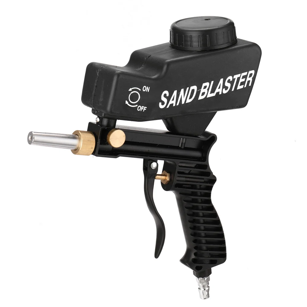 Blue black pneumatic sand blasting gun , air pump driven rust removal, hand-in-hand sand blasting tool