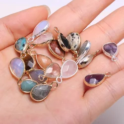 2pcs Natural Stone Faceted Water Drop Shape Amethysts Opal Charm Pendant for DIY Necklace Earring Jewelry Making Women Gift