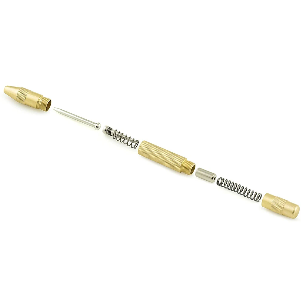 Automatic Centre Punch Heavy Duty Brass Bodied Spring Loaded Center Punch Tension HSS Tip Dent Marker For Metal Wood Plastic D30
